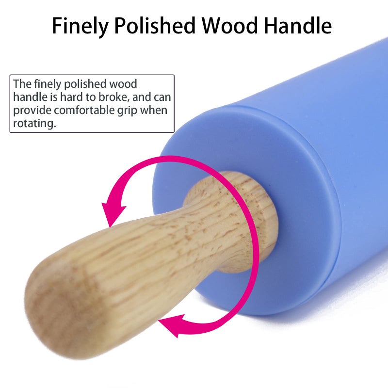 Remeel Silicone Rolling Pin for Baking Non-stick Rolling Pin Dough Roller Wooden Handle Kitchen Accessories Pastry Roller - Image 4